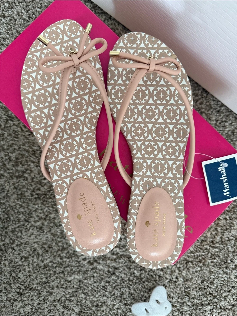 Kate Spade blush pink patterned bow sandals